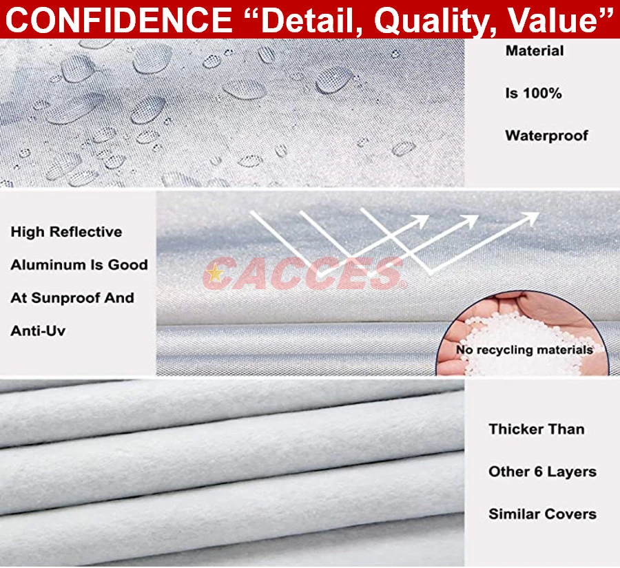 Grey Waterproof PEVA Cotton Fabric Thick Dust Rain UV Protection Outdoor Car Cover Tarp, Car Protection Auto Accessories Full Exterior Covers for SUV Automobile