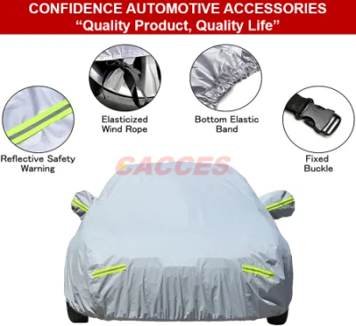 Gris Impermeable PEVA Tela de Algodón Grueso Polvo Lluvia Protección UV Lona para Cubierta de Auto Exterior, Protección para Auto Accesorios para Auto Cubiertas Exteriores Completas para Automóvil SUV